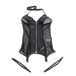 Subblime - 954444 Robe Sexy En Maille Cuir Noir S/M